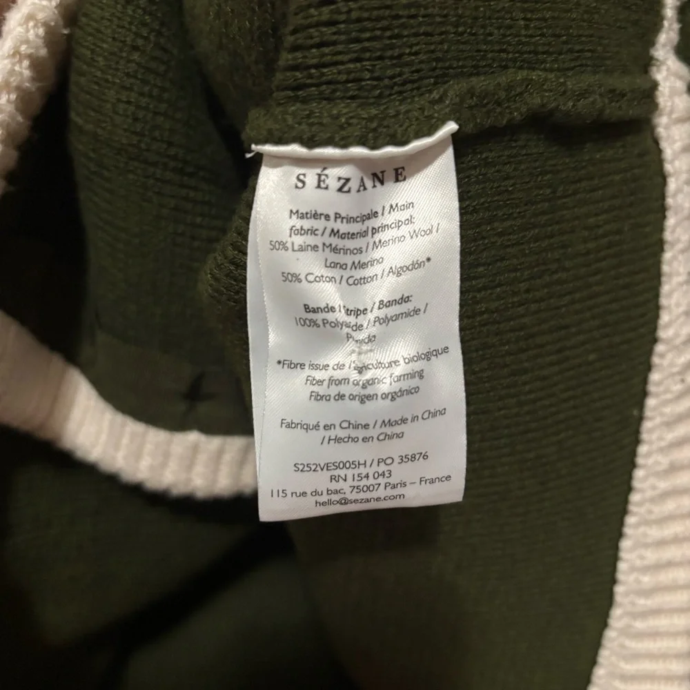 Sezane Auguste Jacket Perfect Green/Ecru Size S (Final Price) - Picture 4 of 5